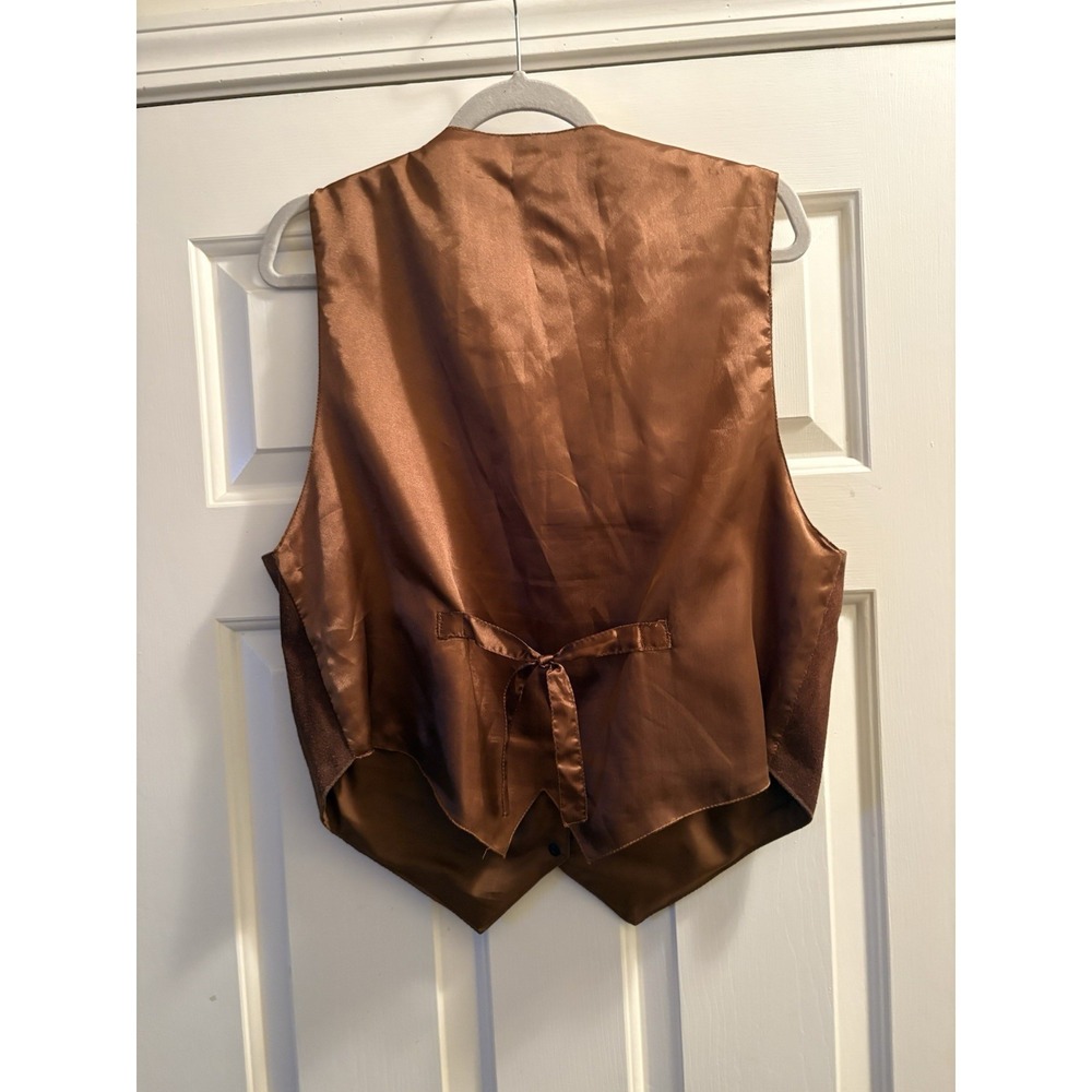Vintage Agapo Collection Size Large Embroidered Brown Suede Leather Vest - Picture 7 of 7